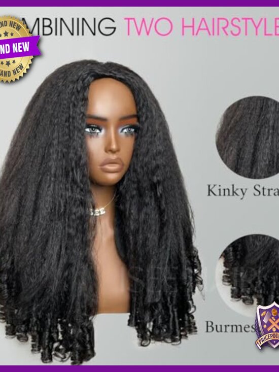 20 Inch Human Hair Half Wig Kinky Straight Spiral Curly Ends Glueless Beginner